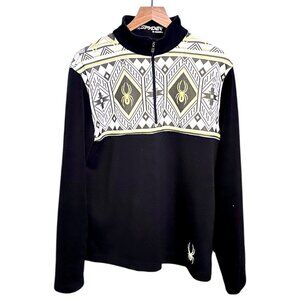 Spyder Men's 1/4 Zip Pull-over RARE Tribal Print High Collar in Black/White
